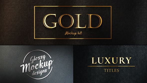 Gold Mockup Kit Glossy Logo and Titles converts your titles and logos