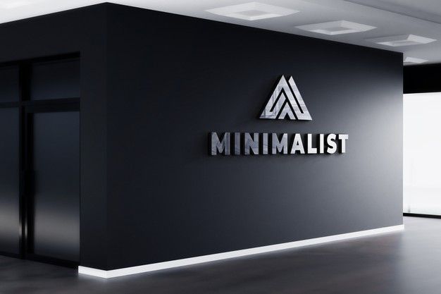 Premium PSD | 3d logo mockup realistic sign office black wall | Office